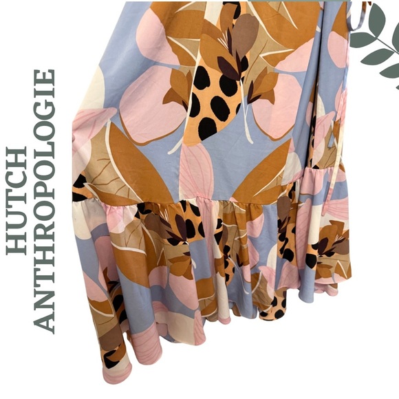 HUTCH for Anthropologie Open-Back Wrap Maxi Dress High Low Pink Blue – Size 2X - Picture 9 of 13